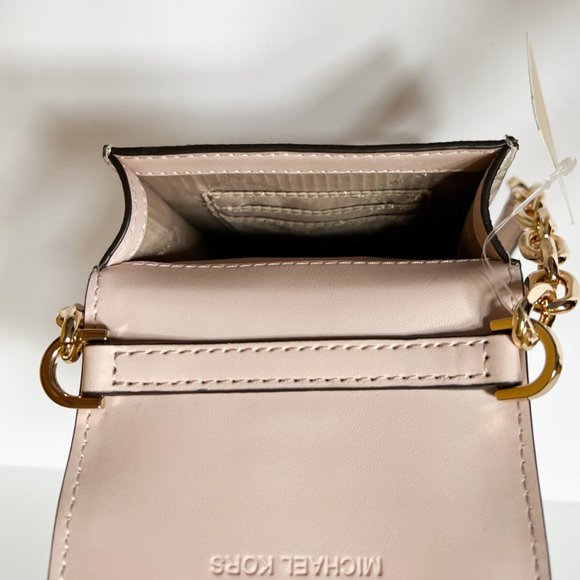Michael Kors Carmen Small MINI Phone Crossbody Bag MK Vanilla Pink - Picture 6 of 8